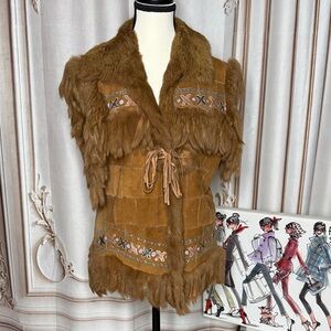 Yves Salomon Tan Suede and Fur Vest